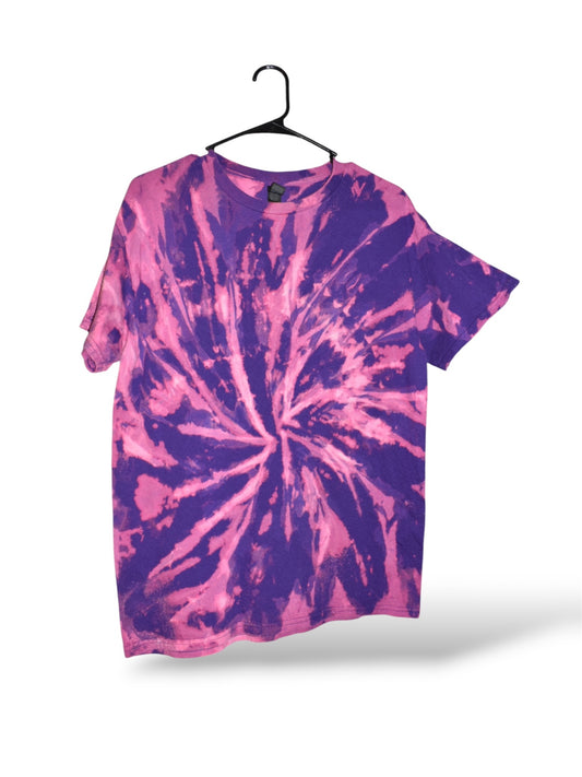 Unisex medium t-shirt hand-dyed with bleach in a pattern design by Relax And Dream