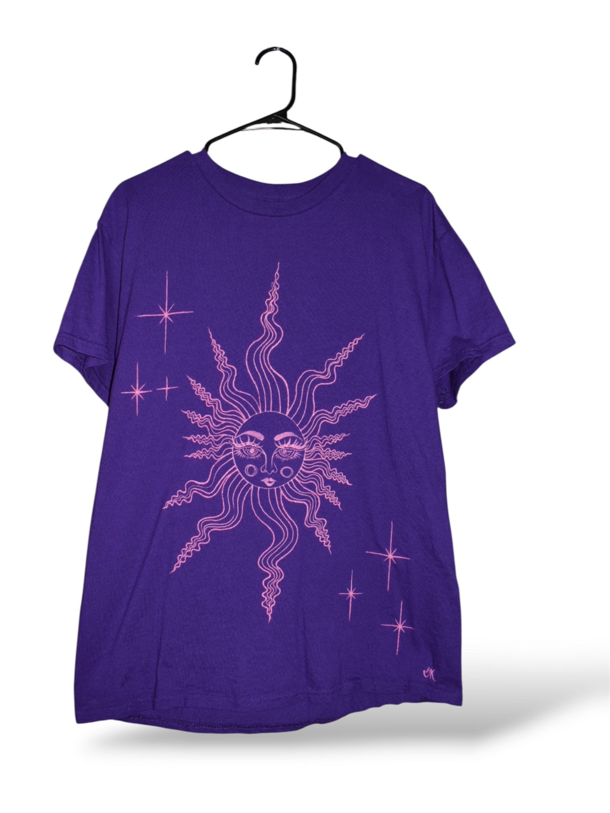 Solara design hand painted on a large unisex upcycled t-shirt by Relax And Dream