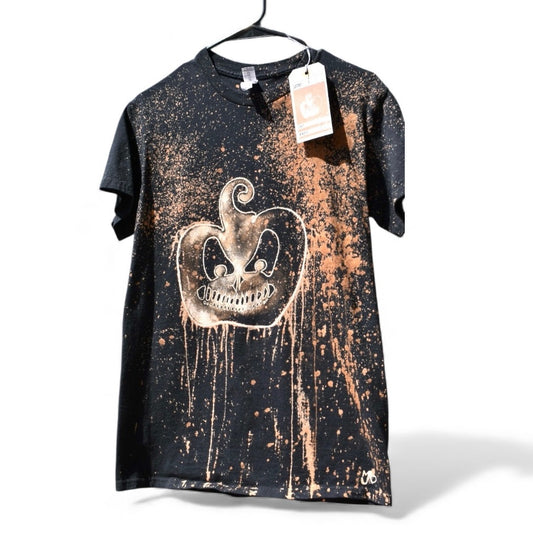 Jack design hand painted on a small unisex upcycled t-shirt by Relax And Dream