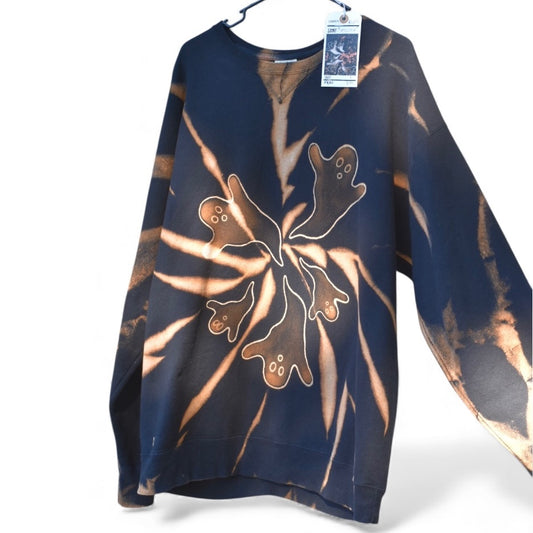 Large unisex crewneck sweatshirt with the hand-painted Specter design by Relax And Dream