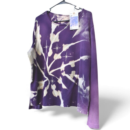 Women's 2X long sleeve top featuring the hand-painted Stargazer design by Relax And Dream