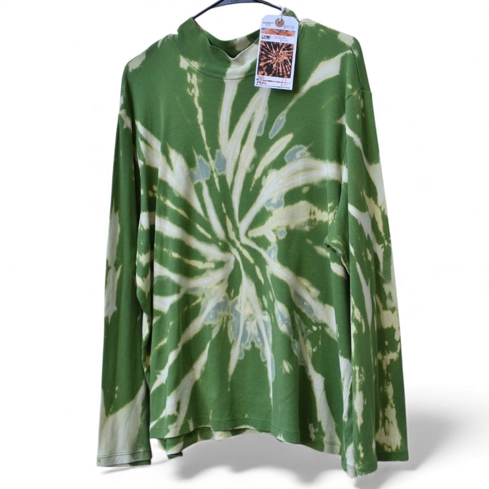 Women's 2X long sleeve shirt hand-dyed with bleach in a pattern by Relax And Dream