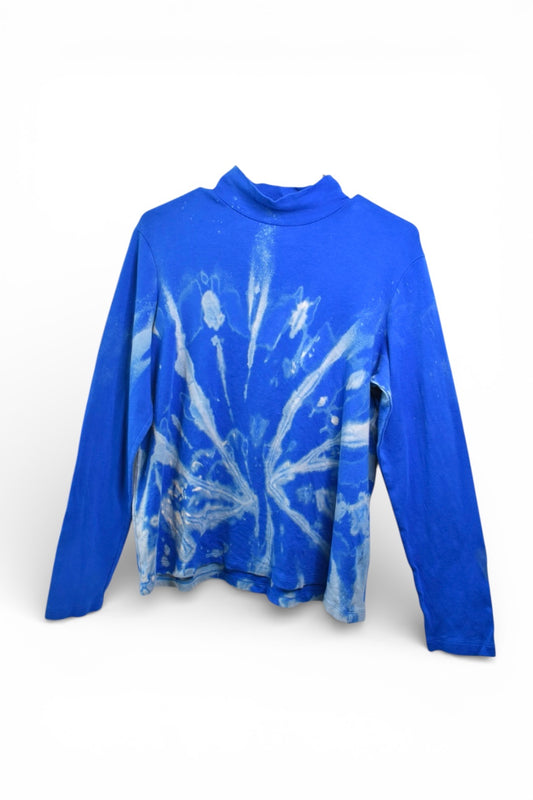 Large women's cut long sleeve shirt in a bleach-dyed pattern by Relax And Dream
