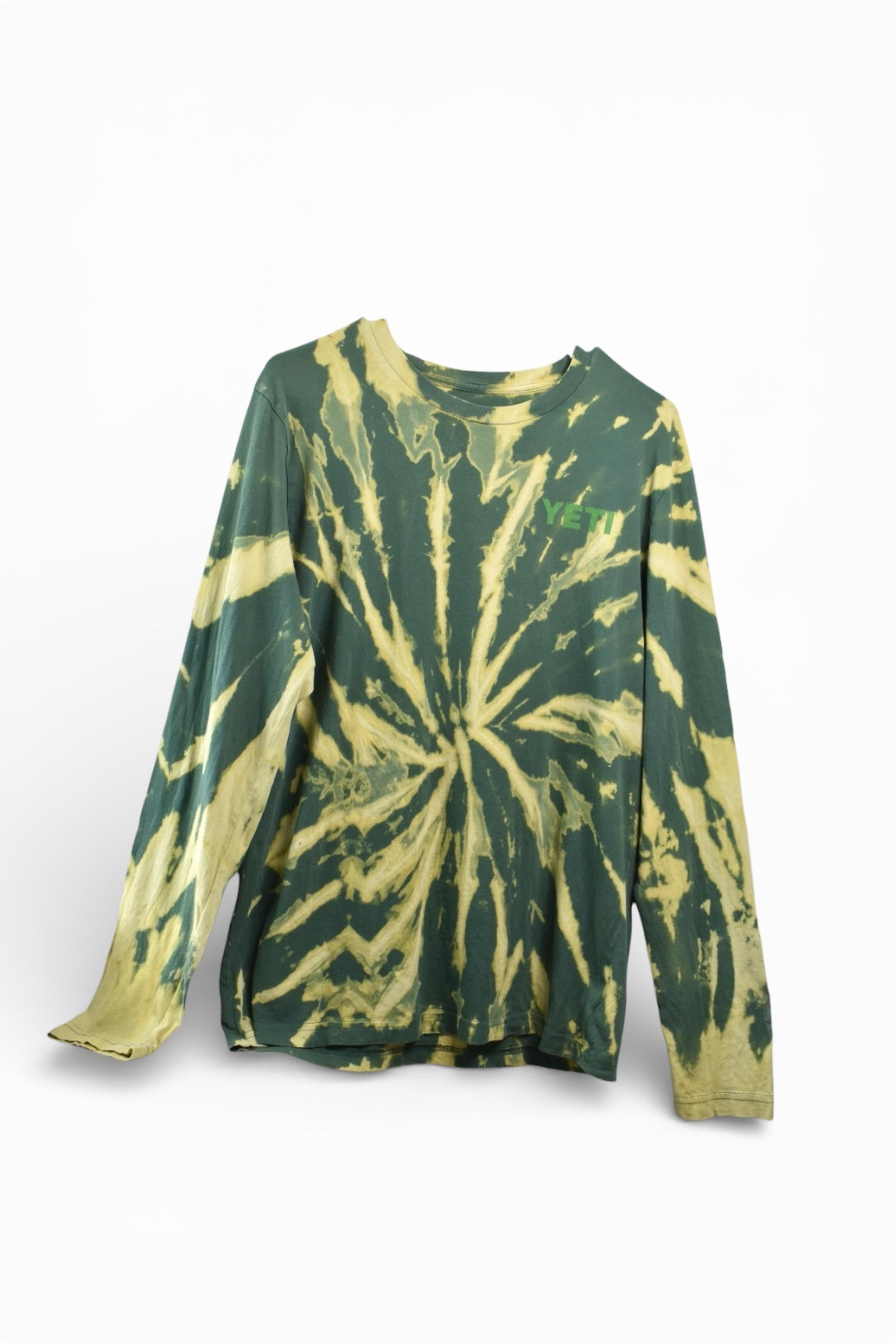 Small unisex long sleeve top with a hand bleach-dyed pattern by Relax And Dream