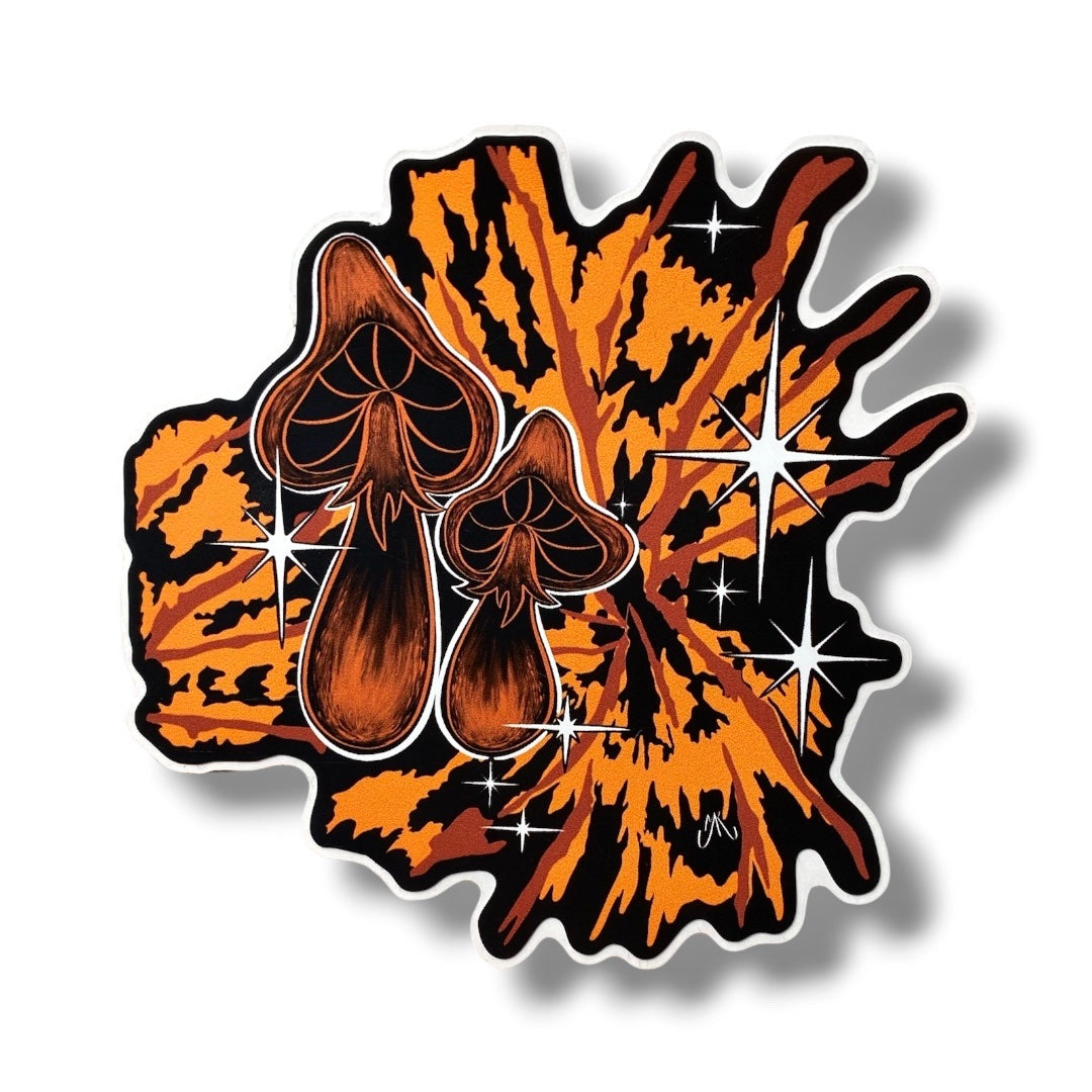 Mushroom Magic sticker featuring the mushroom artwork design by Relax And Dream