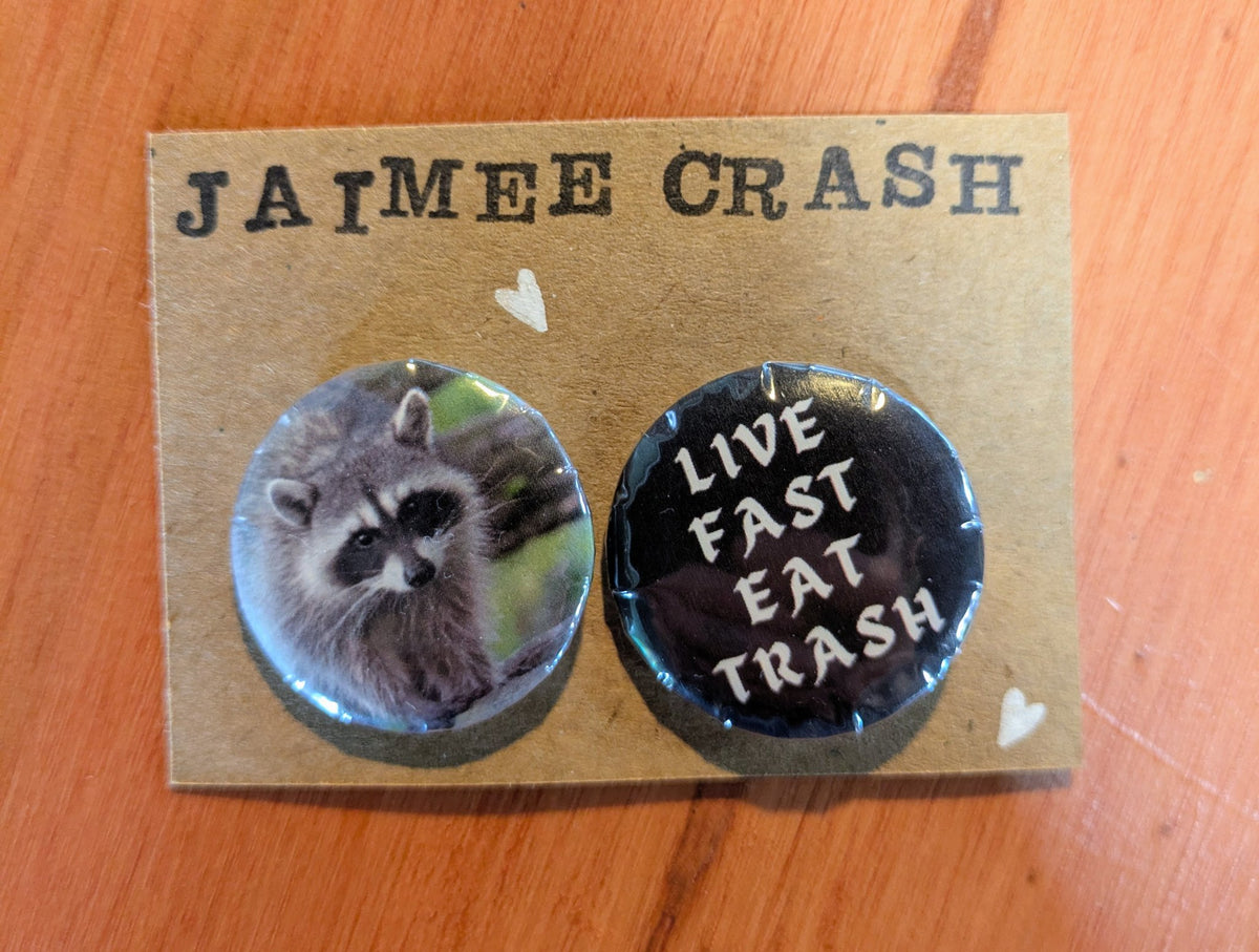Further two-pin set pairing illustrated flora with a short quote by Jaimee Crash Art