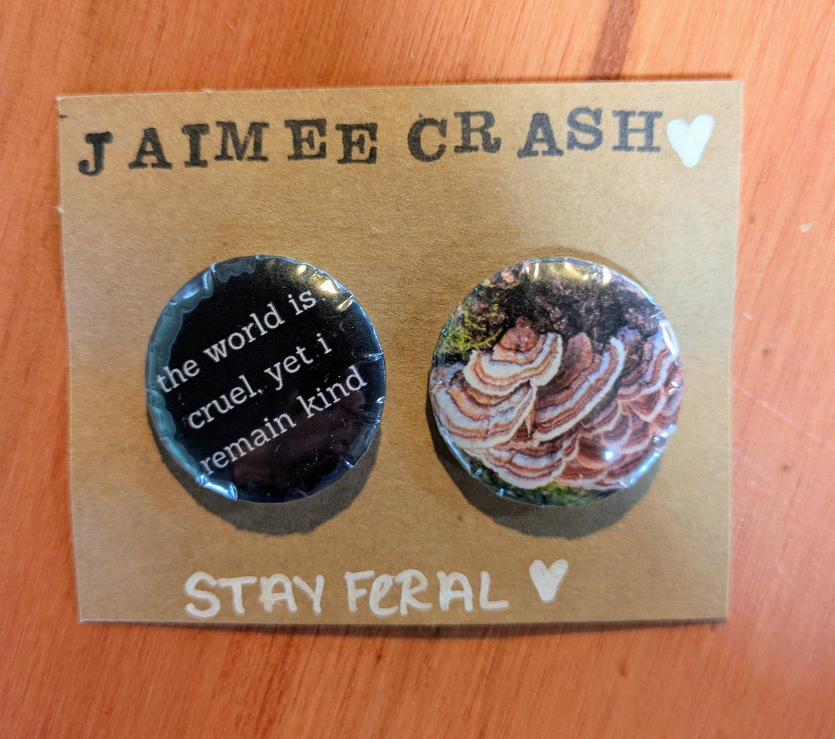 Another view of the Jaimee Crash Art flora and fauna pin packs