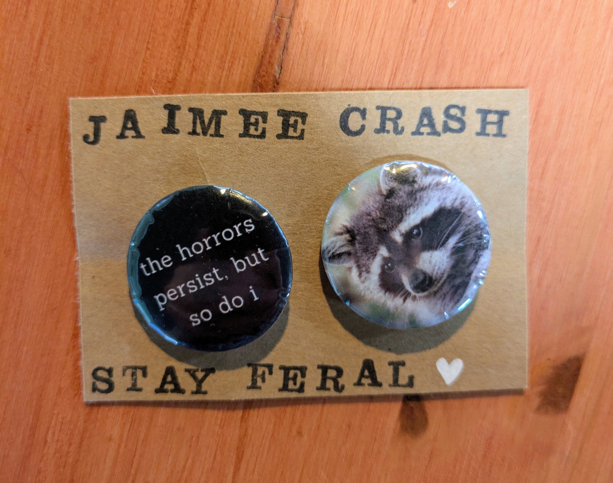 Final view of the metal-backed flora and fauna pin packs from Jaimee Crash Art