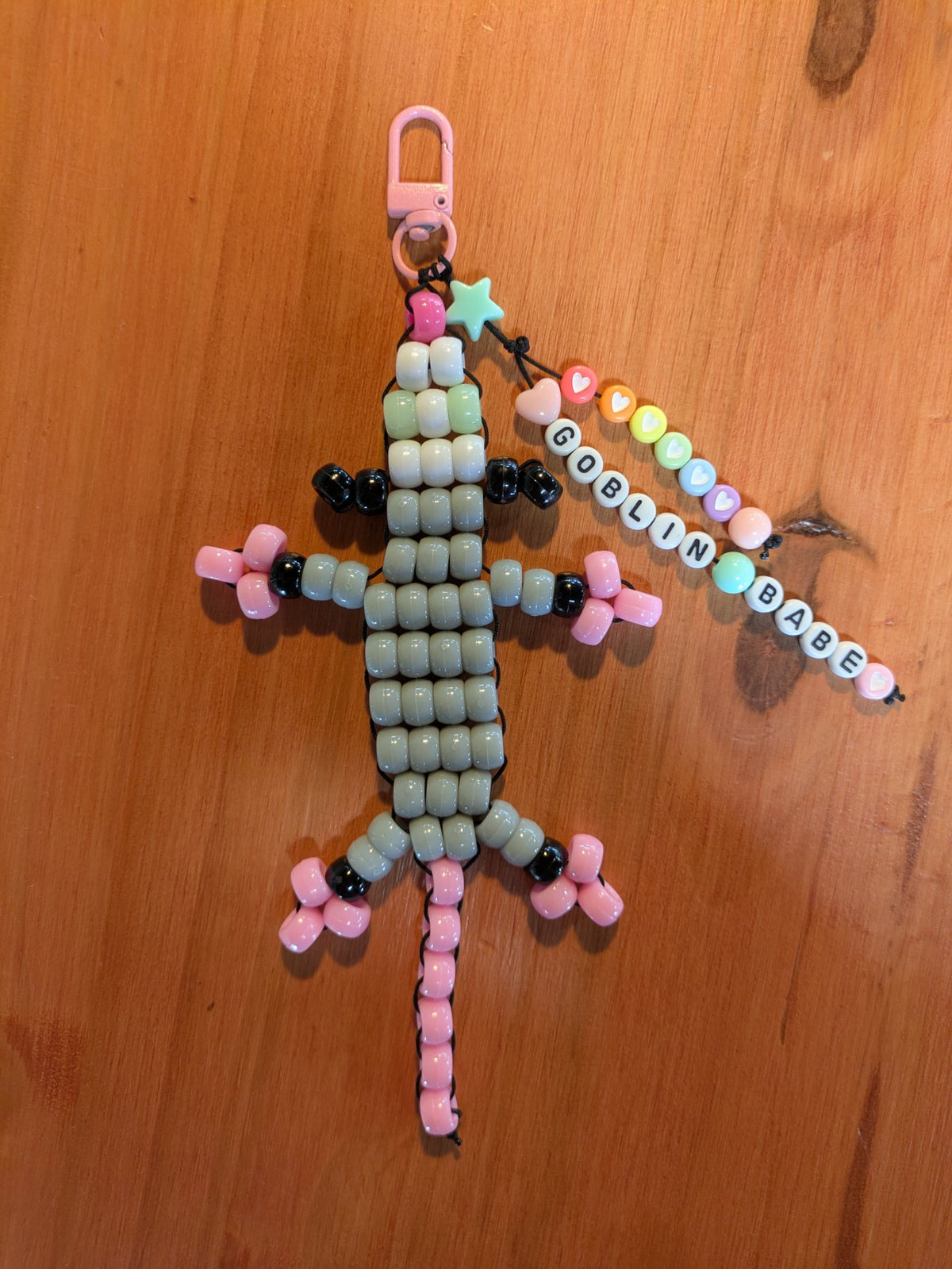 Another view of the beaded feral critter keychains from Jaimee Crash Art