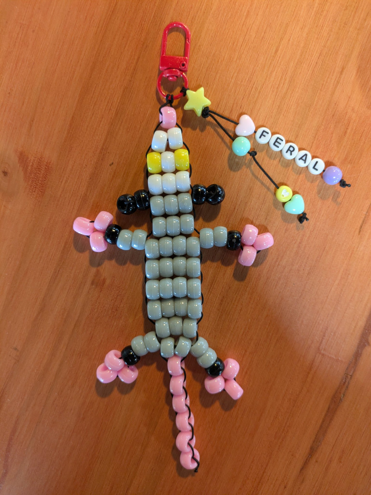 Further beaded critter keychain style strung on nylon cord by Jaimee Crash Art