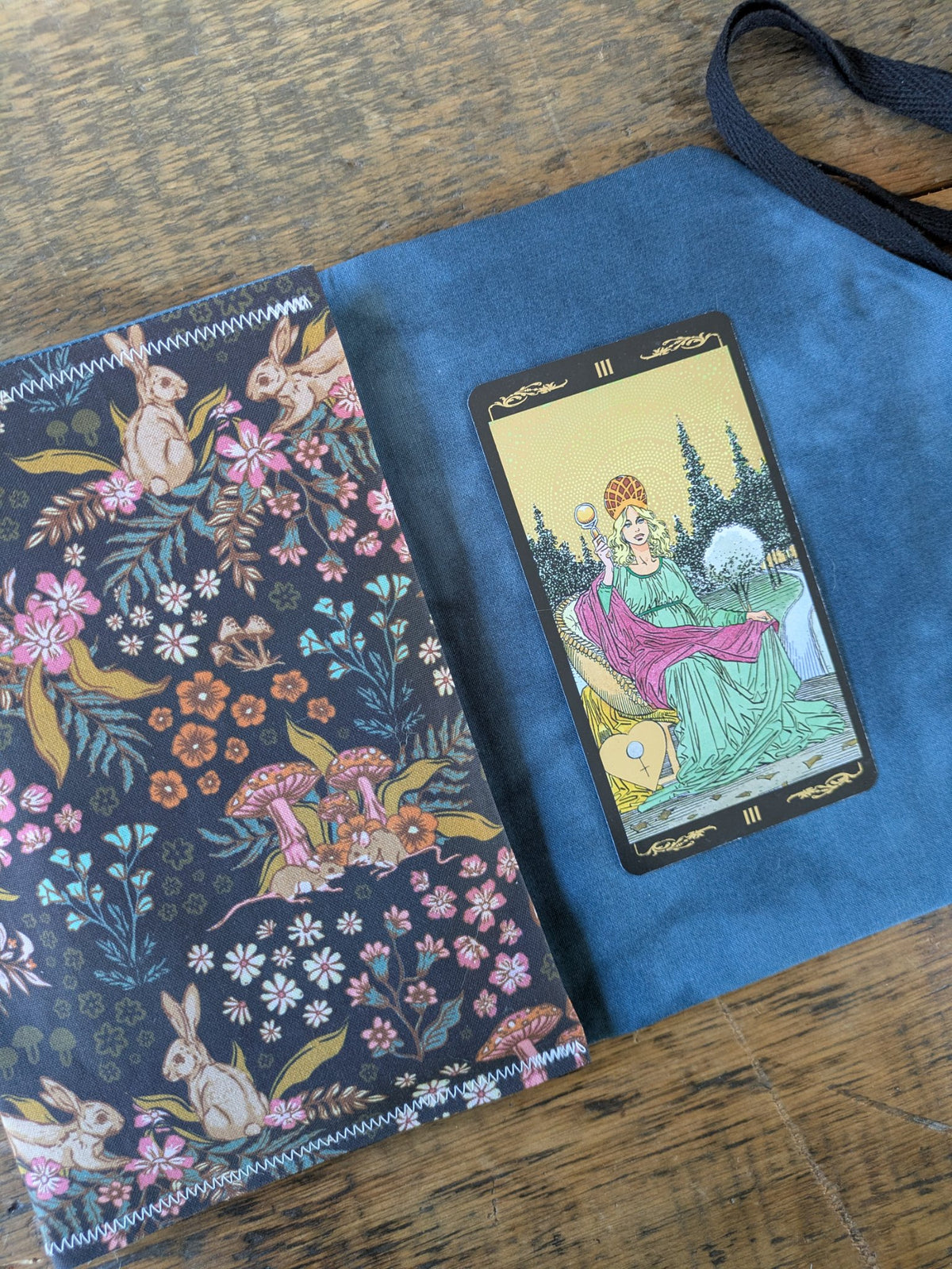 Second view of the cotton card pouch showing its coordinating interior fabric