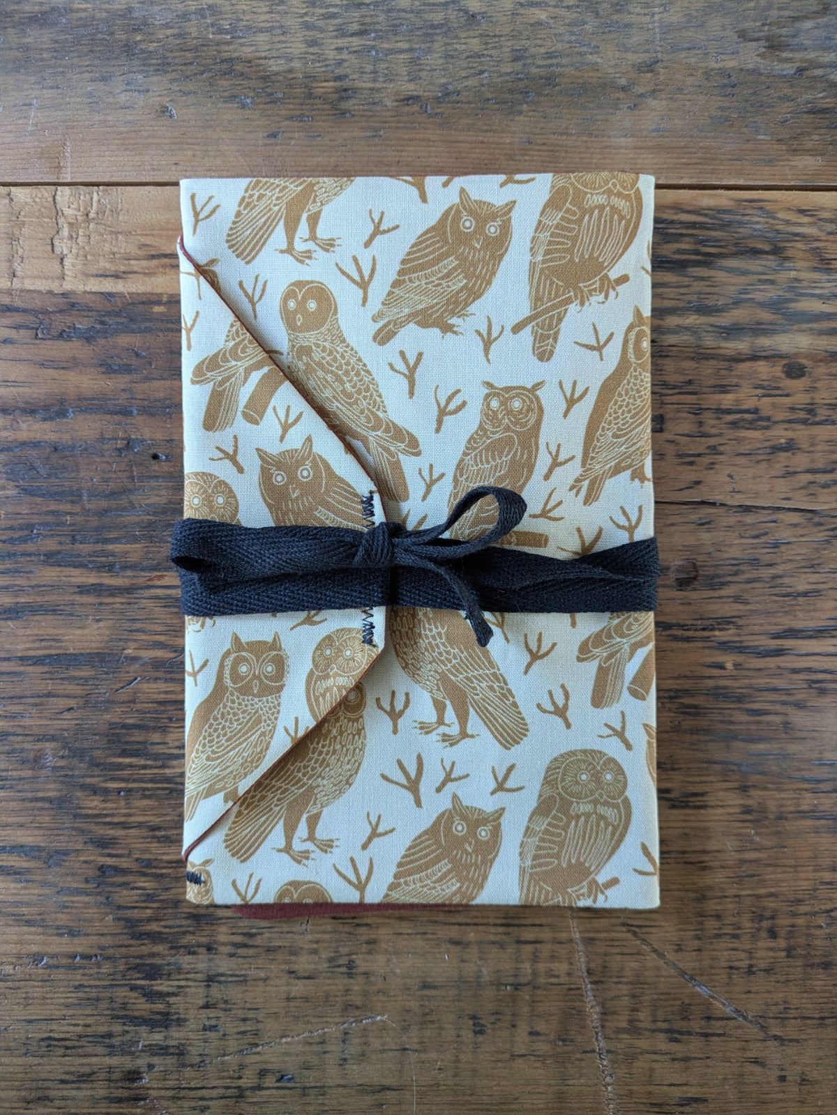 Handmade cotton card pouch in a patterned fabric with cord fastening by Jaimee Crash Art