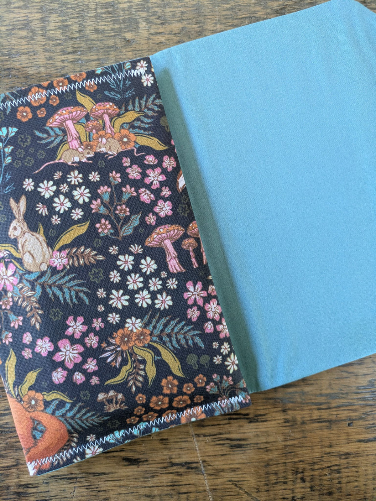 Second view of this handmade card pouch and its cotton cord closure