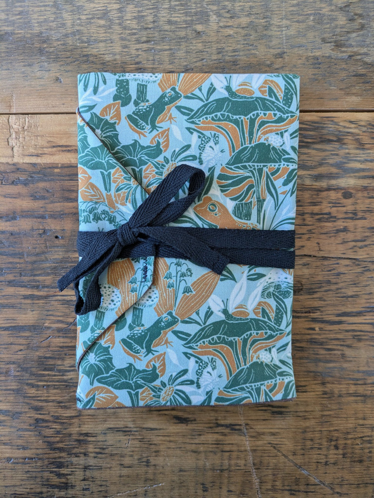 Patterned cotton card pouch with cord closure, sewn by hand by Jaimee Crash Art