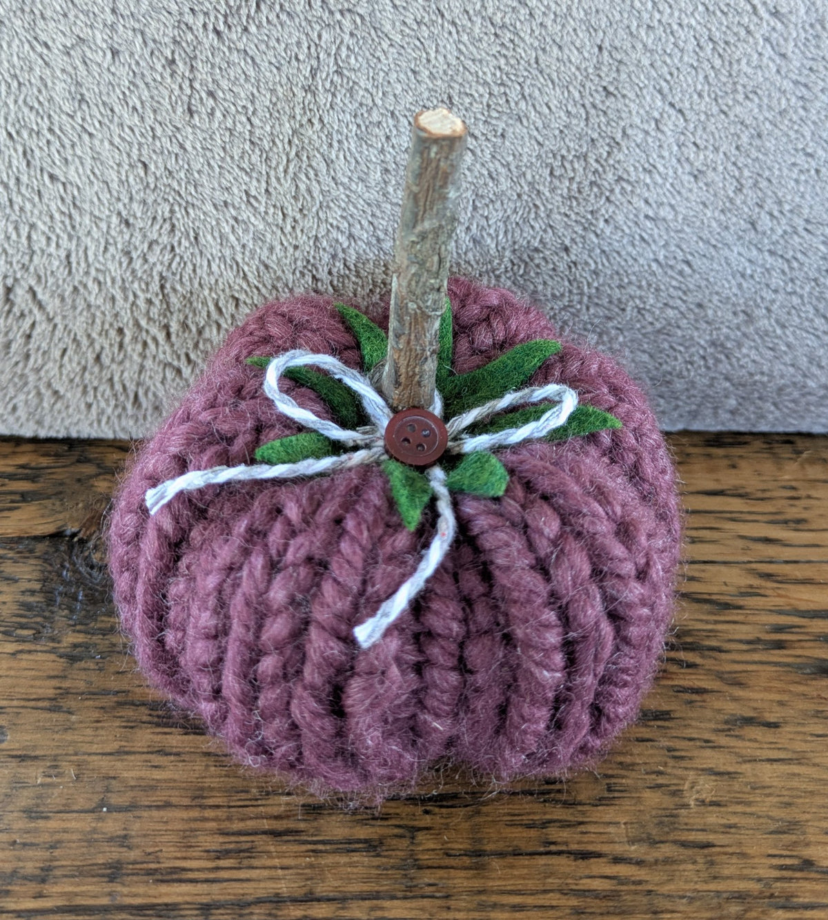 Another small knitted pumpkin from Jaimee Crash Art, styles and colors vary