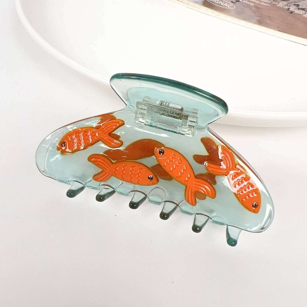 Mini Koi Fish Hair Claw - Cute Acetate Summer Clip_CWAHA2068: GREEN1 / (OS) 2
