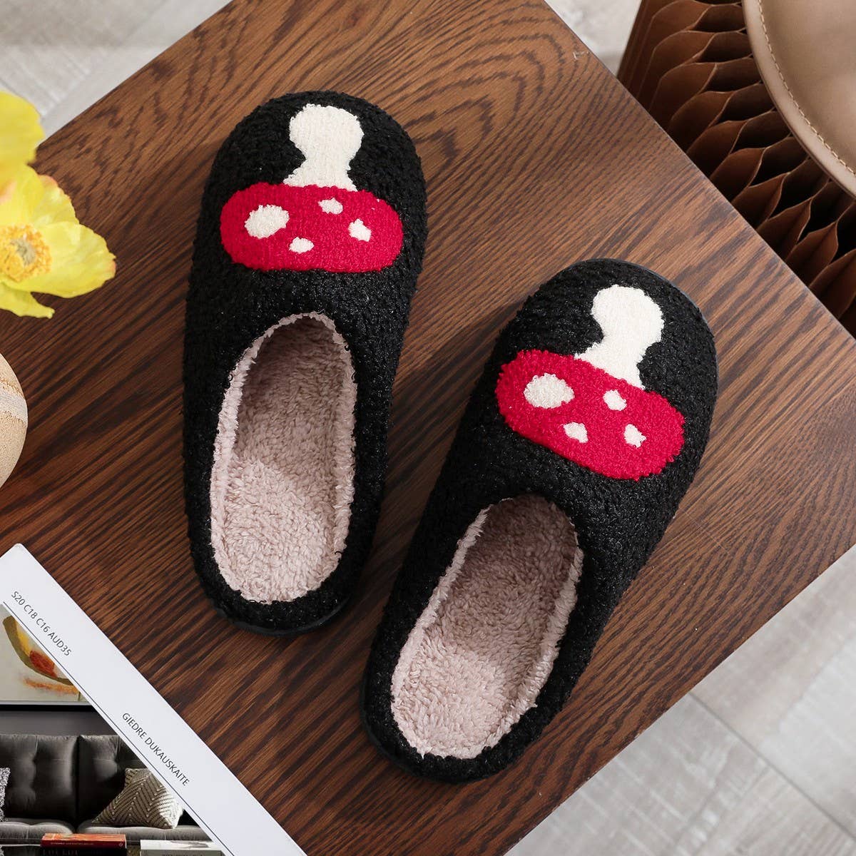 CHRISTMAS COTTON SLIPPERS HOME WOOL SLIPPERS_CWMM3055: Black / (10) 1