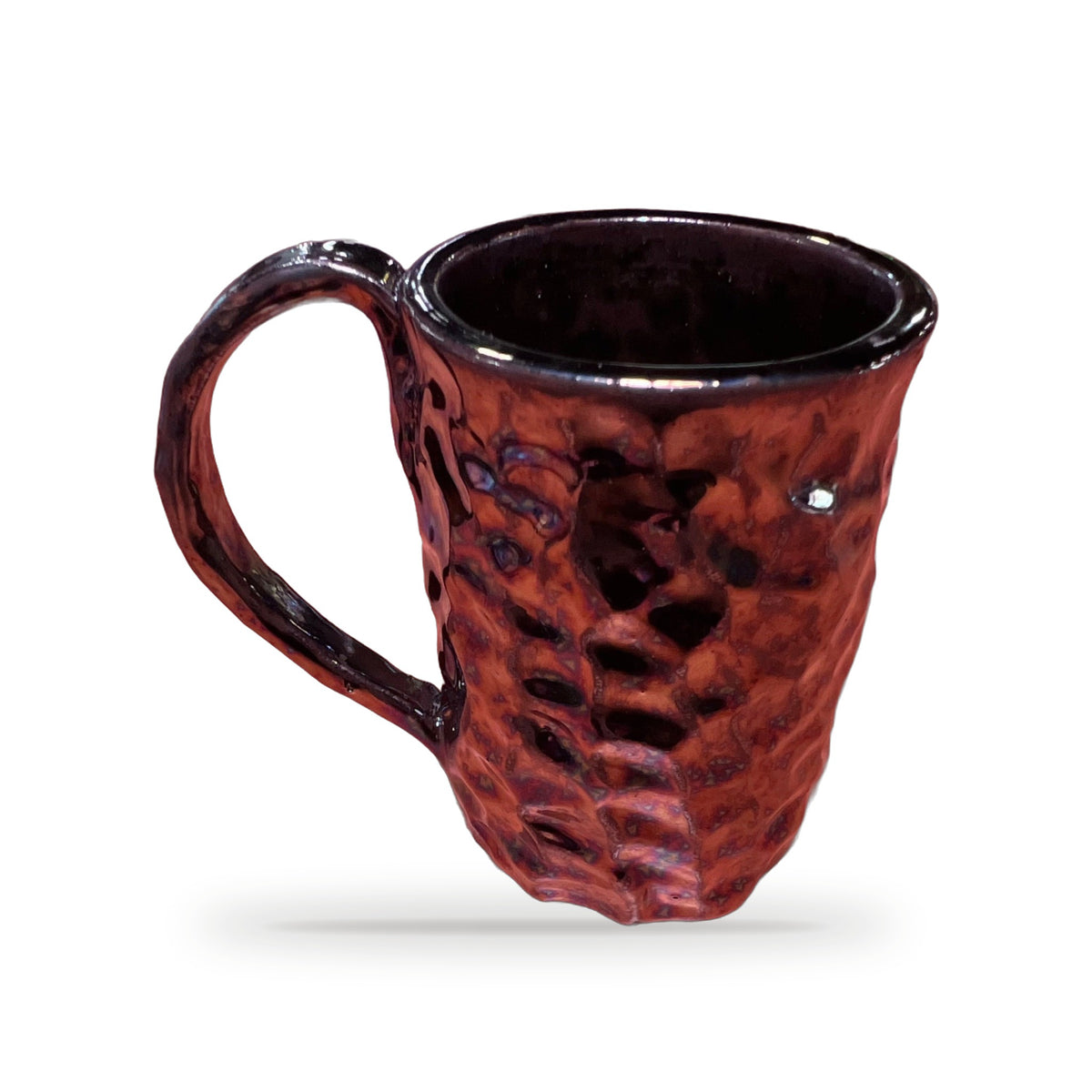 Iridescent Night Mug in warm light showing copper and bronze shimmer