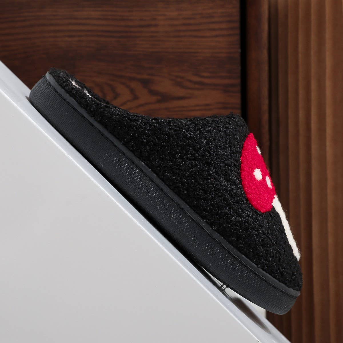 CHRISTMAS COTTON SLIPPERS HOME WOOL SLIPPERS_CWMM3055: Black / (10) 1