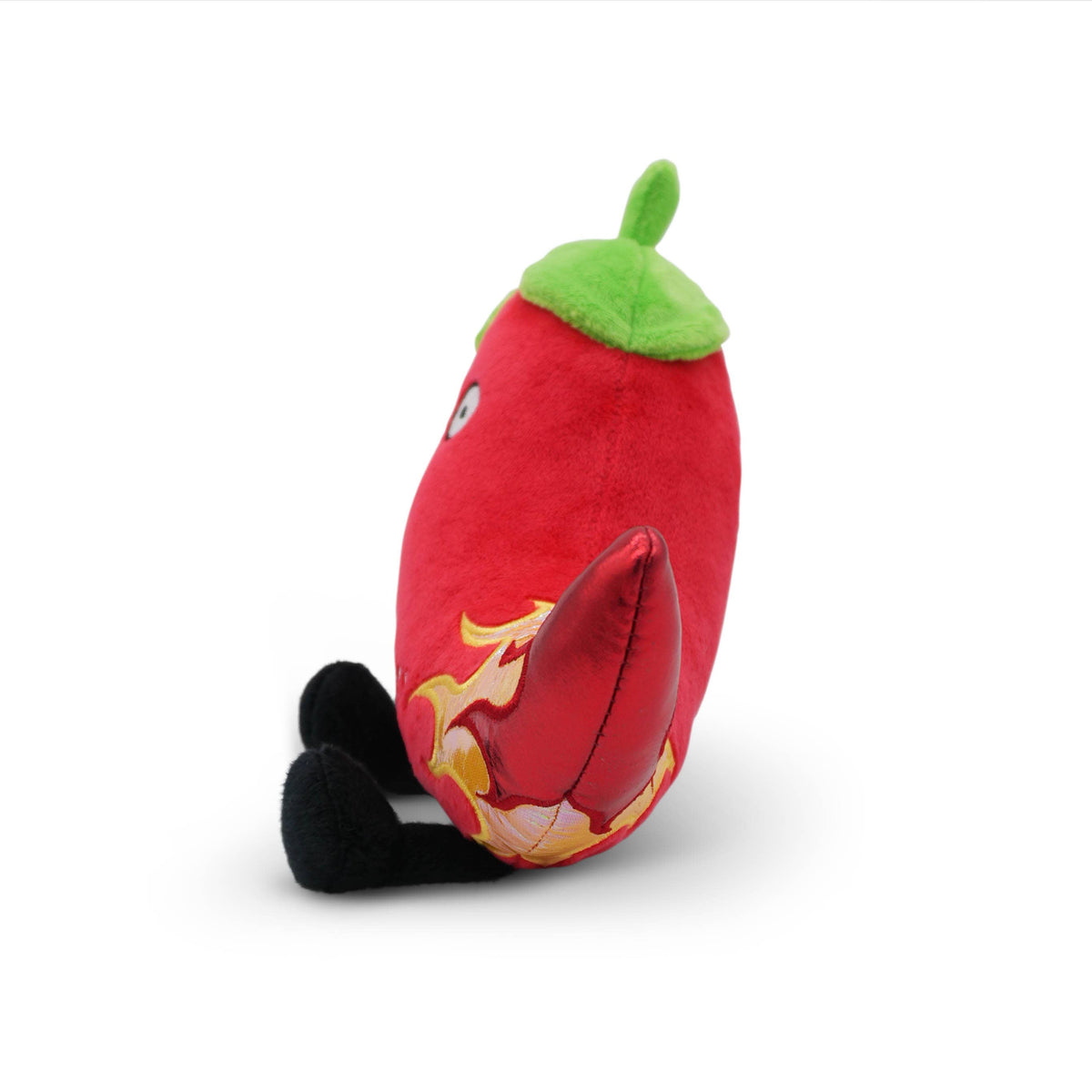 Red chili pepper plush with flame details and embroidered text Neurospicy by Punchkins, view 3