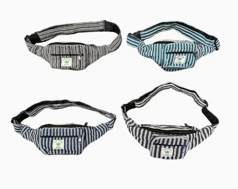 Cotton Hemp Stripes Fanny Pack