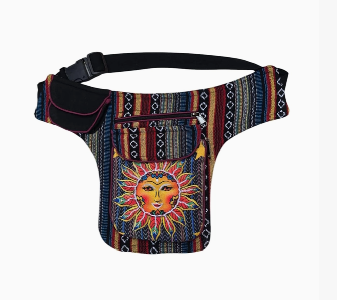 Cotton Patchwork Trippy Sun Fanny Bag