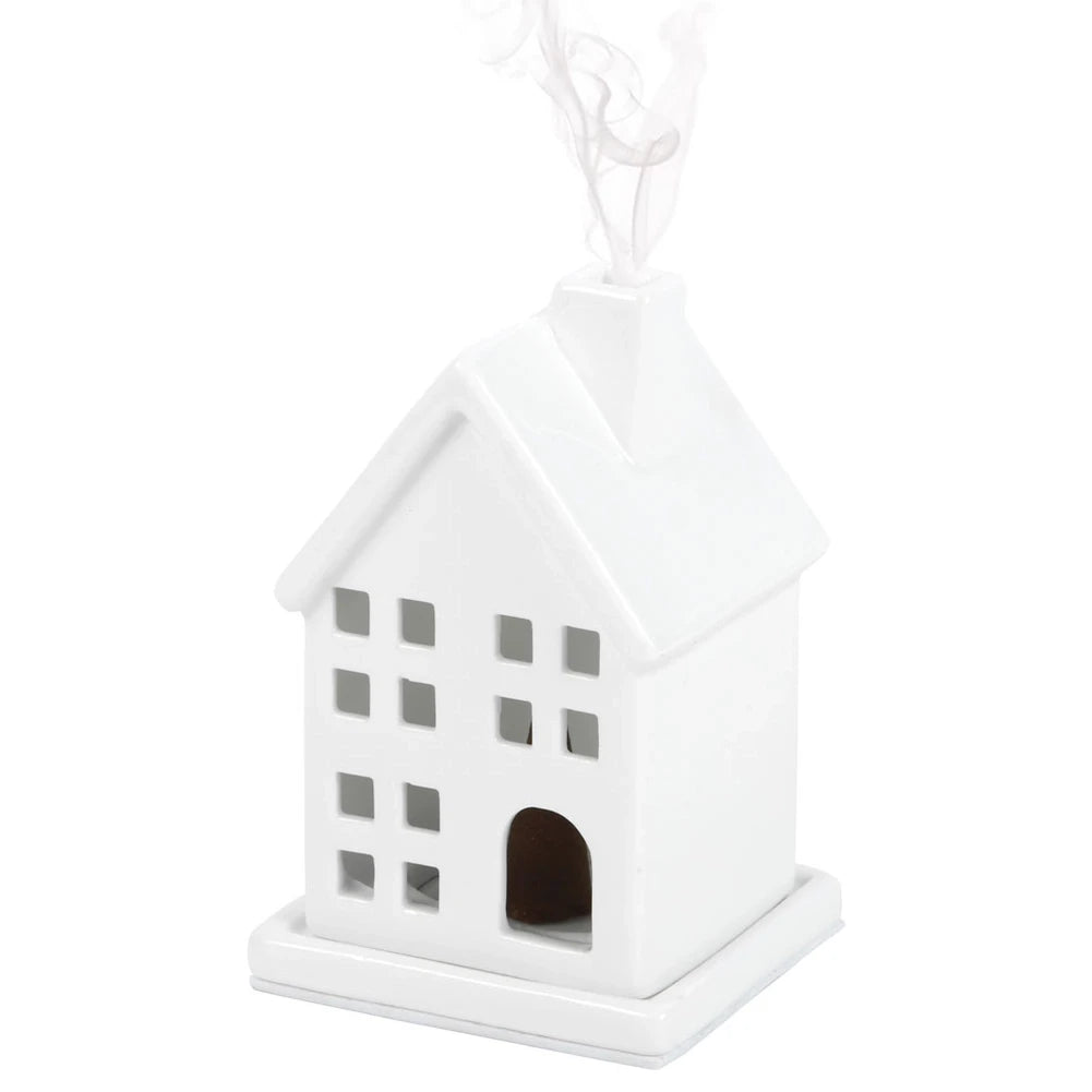 White Cottage Incense Cone Burner
