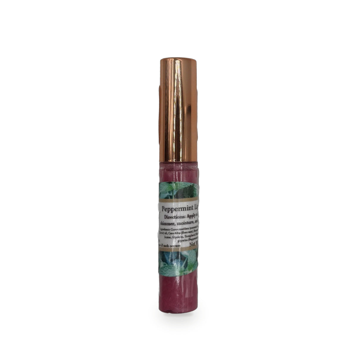 Peppermint Lip Gloss tube with rose gold cap by Katanily Essentials