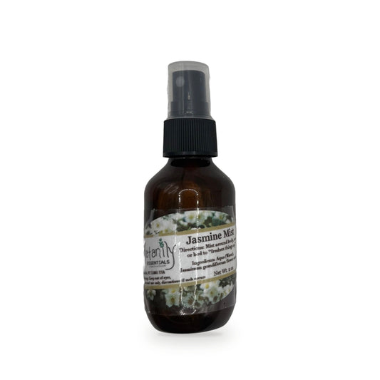 Jasmine Mist 2 oz amber glass spray bottle with floral label by Katanily Essentials