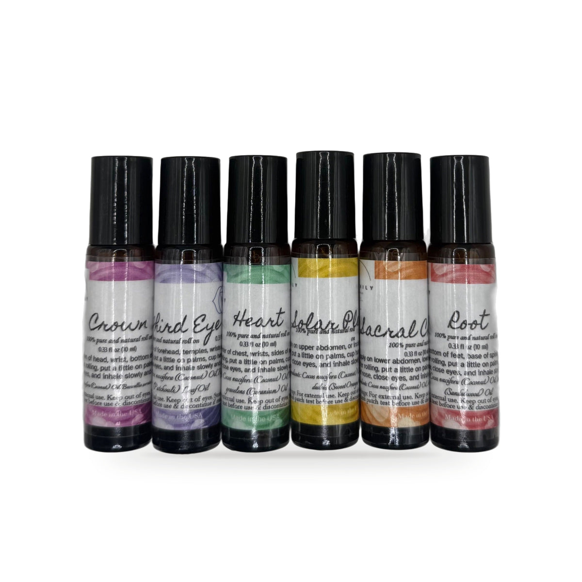 Chakra roll on set of seven essential oil roll ons by Katanily Essentials